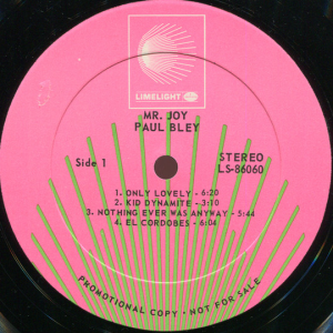 Paul Bley - Mr. Joy (1968) Limelight label A
